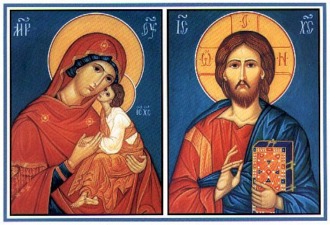 Icônes de la Mère de Dieu et du Christ Pantocrator