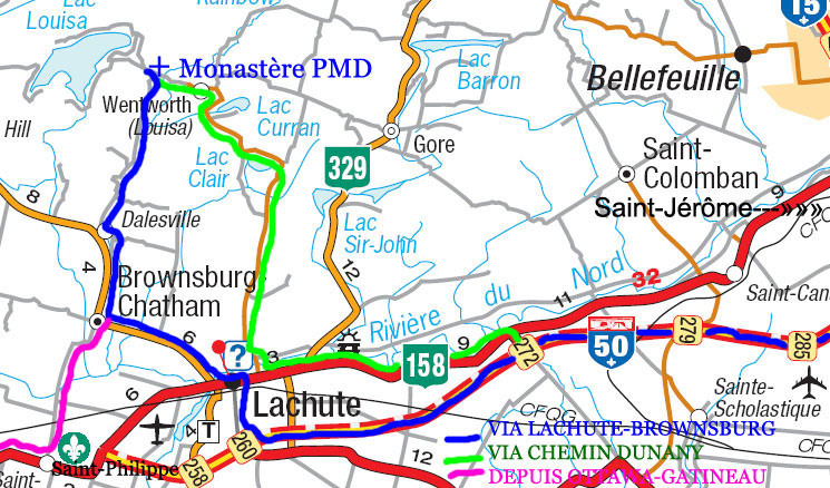 Carte - se rendre au Monast�re PMD