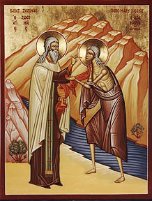 Saint Zosime donnant la Communion à sainte Marie